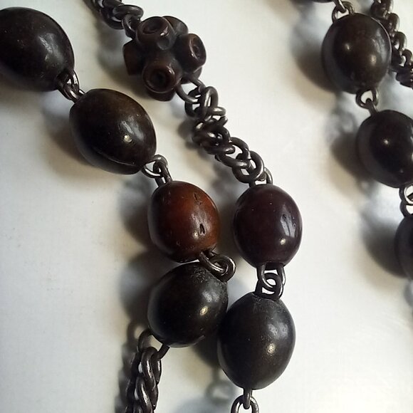 Vintage Rosary St Mary Steel Bakelite Brass Hardwood Large & Substantial - Picture 15 of 15